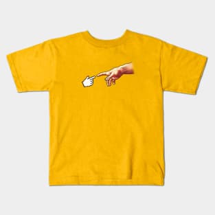 Funny 8bit Nerd & Geek Humor (Creation of Adam Parody) Kids T-Shirt